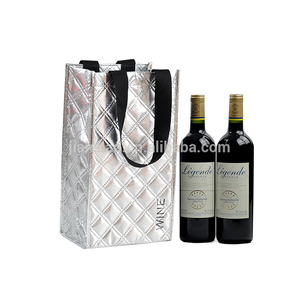 Personalizado metálico laminado no tejido <span class=keywords><strong>2</strong></span> botellas tomado bolsa de vino - Product Image 2