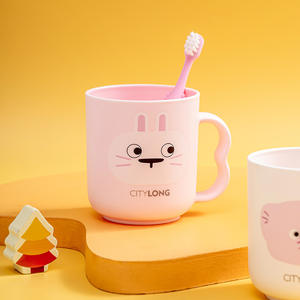 Citylong - Vaso para cepillos de dientes para niños, diseño de conejo, plástico rosa, para niños mayores de 4 años - Product Image 1