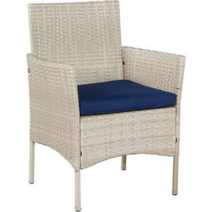 Outdoor PE Rattan Furniture <b>Bistro</b> <b>Set</b> <b>3</b> <b>Pieces</b>, 2 Wicker Chairs with Cushions & Glass Top Table, Weather Resistant Patio - Product Image 3