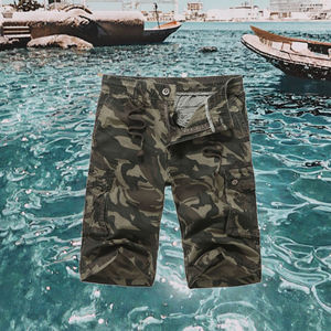 Shorts Cargo Camouflage Homme Chic et Formel à Taille Haute en Tissu Tricoté Respirant avec Fermeture Éclair - Product Image 3