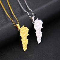 Usine Liban Ville Carte Chaîne Collier En Acier Inoxydable Argent 18K Plaqué Or Liban Drapeau National Emblème Carte Pendentif Collier