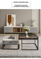 Table basse carrée en marbre avec structure métallique, style moderne minimaliste, facile à nettoyer, durable, idéale pour les petits espaces, meubles de salon