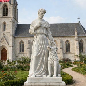 Sculpture de Saint Benoît en marbre blanc de Carrare grandeur nature, sculptée à la main, statue de prêtre catholique pour église, cour, jardin - Product Image 3
