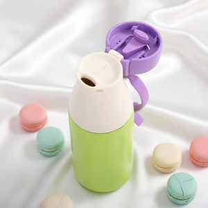 Nouvelle bouteille d'eau isotherme en acier inoxydable de haute qualité, sans BPA, anti-fuite, 520 ml (17 oz), avec couvercle à <span class=keywords><strong>bec</strong></span> <span class=keywords><strong>verseur</strong></span>, paille et poignée en silicone - Product Image 3