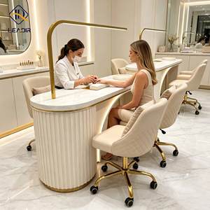 Table de manucure individuelle moderne avec plateau en marbre et lampe <span class=keywords><strong>à</strong></span> <span class=keywords><strong>ongles</strong></span> intégrée, durable pour salon de manucure - Product Image 1