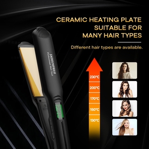 Nueva llegada inteligente pantalla LCD plancha de pelo portátil revestimiento cerámico plancha plana placa ancha Control de temperatura eléctrico - Product Image 3