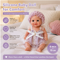 Poupée Reborn en silicone miniature de 6 pouces, adorable compagnon de collection, ornement de bureau, cadeau d'anniversaire adorable pour les filles
