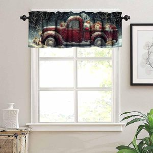 Cortina de Ventana Corta con Diseño de Camión Rojo y Árbol de Navidad, Adorno Personalizable para <span class=keywords><strong>Cocina</strong></span> - Product Image 6