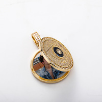 Collier avec boîte photo commémorative en cuivre plaqué or Hip Hop, œil de Dieu, personnalisé, collier de couple, collier de souvenir, dropshipping