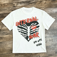 T-shirt Homme Blanc à Motif Cœur Squelette, Coupe Oversize, Imprimé Guerre Civile, Style Vintage Hip Hop Streetwear, Manches Courtes