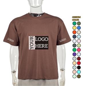 TKAN90เสื้อยืดผ้าฝ้ายผู้ชายโอเวอร์ไซส์ผ้าถักแขนสั้นพอดีตัวไซส์ผ้าถัก260กรัมเสื้อสตรีทแวร์เสื้อเปล่าผลิตตามสั่ง - Product Image 1