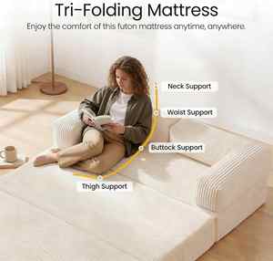 Canapé-<span class=keywords><strong>lit</strong></span> futon moderne pliable 5 pouces avec accoudoirs amovibles et housse lavable, mousse haute densité, pour chambre à coucher - Product Image 3