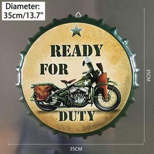 Letrero Metálico Decorativo de Pared para Bar de Hotel, Estilo Retro Vintage, Personalizado, con Diseño de Tapa de Botella de Cerveza, 35 cm de Diámetro, Tendencia 2026 - Product Image 2