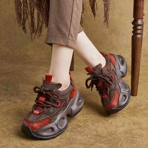 Zapatos de Plataforma Casuales de PU con Punta Abierta y Cordones en Contraste, Transpirables, con Incrustaciones de Diamantes, Estilo Daddy, Tendencia de Moda de Verano para Mujer - Product Image 1