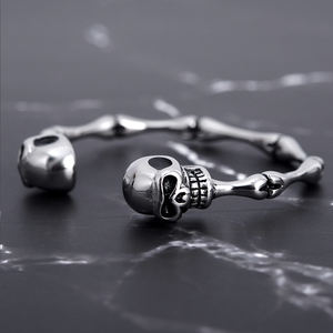 Women's Stainless Steel Skull Head Skeleton Design <b>Cuff</b> <b>Bracelets</b> in Bulk <b>Silver</b> Fashion Bangles <b>Bracelets</b> - Product Image 6