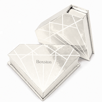 Boîte de rangement en carton rigide de luxe, personnalisée avec logo, dorée brillante, en forme de cœur à facettes, 3D, pour faux cils en vison, avec doublure en éponge