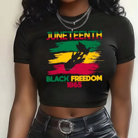 T-shirt femme imprimé africain à manches courtes, coupe ajustée, décontracté, coloré, mode streetwear estivale pour femmes, vente en gros