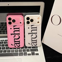 Étui de téléphone portable en verre à motif personnalisé, surface lisse, pour iPhone Duo, blanc et rose, étui de téléphone avec protection de l'objectif pour iPhone 18