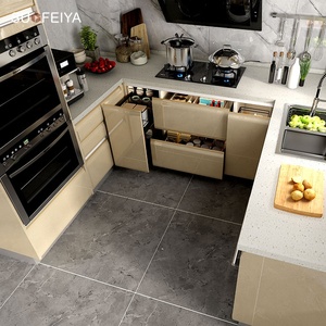 Sofeyia Armoire de rangement de cuisine modulaire minimaliste Résistant à l'eau Jaune trempé Verre teinté Bois Philippines Robinet d'évier - Product Image 5