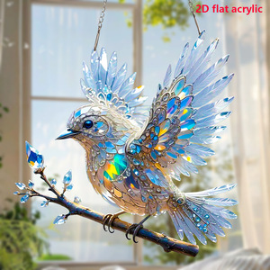 Magnifique pendentif colibris coloré en acrylique, attrape-vent, carillon à vent, décoration de fenêtre, artisanat, cadeau pour les amoureux des oiseaux, décoration intérieure - Product Image 3