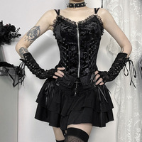 Gothique Bandage Jupe Plissée Noir Taille Haute Mini Jupes Femmes Mode Y2K Punk Style Streetwear