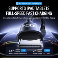 Câble de données de charge rapide Cantell 100W Type-C 5A, câble de charge Type-C vers Type-C en nylon tressé pour appareils iOS et Android