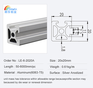 2020 T Khe Cắm V Khe Cắm Nhôm Đùn 6063 T5 Cấu Trúc Hồ Sơ Cho Tự Làm 3D Máy In Tuyến Tính Đường Sắt Khung Chế Tạo - Product Image 4