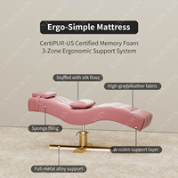 Table de massage multifonctionnelle moderne Union Win pour salon de beauté, en cuir PU, base en métal doré, pliable, lit incurvé pour extensions de cils