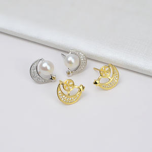 Pendientes de Plata S925 con Perlas de 7-12 mm, Diseño Personalizado de Conejo del Zodiaco, Accesorios de Joyería DIY, Bandeja 2997 - Product Image 1