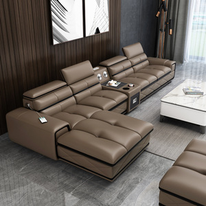 Divano Modulare in Pelle Ecologica con Spugna Artistica, Stile <span class=keywords><strong>Moderno</strong></span> Minimalista Italiano, Gambe in Acciaio Inossidabile, <span class=keywords><strong>Grande</strong></span> per <span class=keywords><strong>Soggiorno</strong></span> - Product Image 4