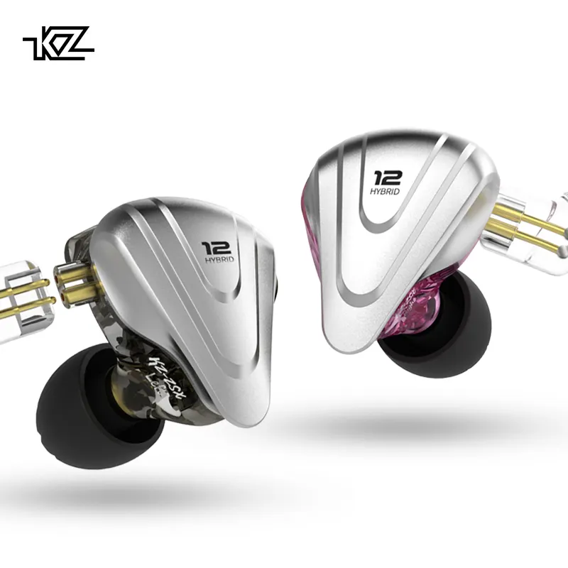 KZ ZSX 5BA + 1DD 12 Unit Hibrida, Earphone Dalam Telinga 3.5 Mm Headset Berkabel Logam HIFI dengan Mikrofon