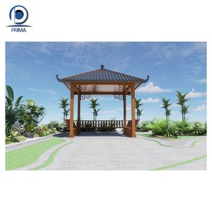 Estructura de pabellón hexagonal con <span class=keywords><strong>cortinas</strong></span> de cenador en capas y cenador de jardín decorativo para una vida al aire libre de primera calidad - Product Image 2
