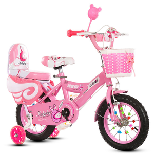 Vélo pour enfants de 14 à 16 pouces rose avec roues d'apprentissage, panier et lapin de dessin animé pour filles - Product Image 2