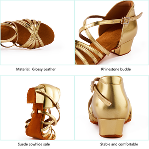 Chaussures de danse de <span class=keywords><strong>tango</strong></span> latin OEM Zapatos pour filles chaussures de danse de salon en cuir verni PU de couleur unie en daim antidérapant - Product Image 5
