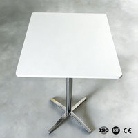 Table de salle à manger VIP carrée en surface solide personnalisée, bord arrondi, marbre, mobilier de cantine