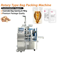 Machine d'emballage rotative à alimentation par comptage pour sachets préformés, pour produits à pièce unique : masques, quincaillerie, snacks, viande séchée, cuisses de poulet, cou de canard, maïs