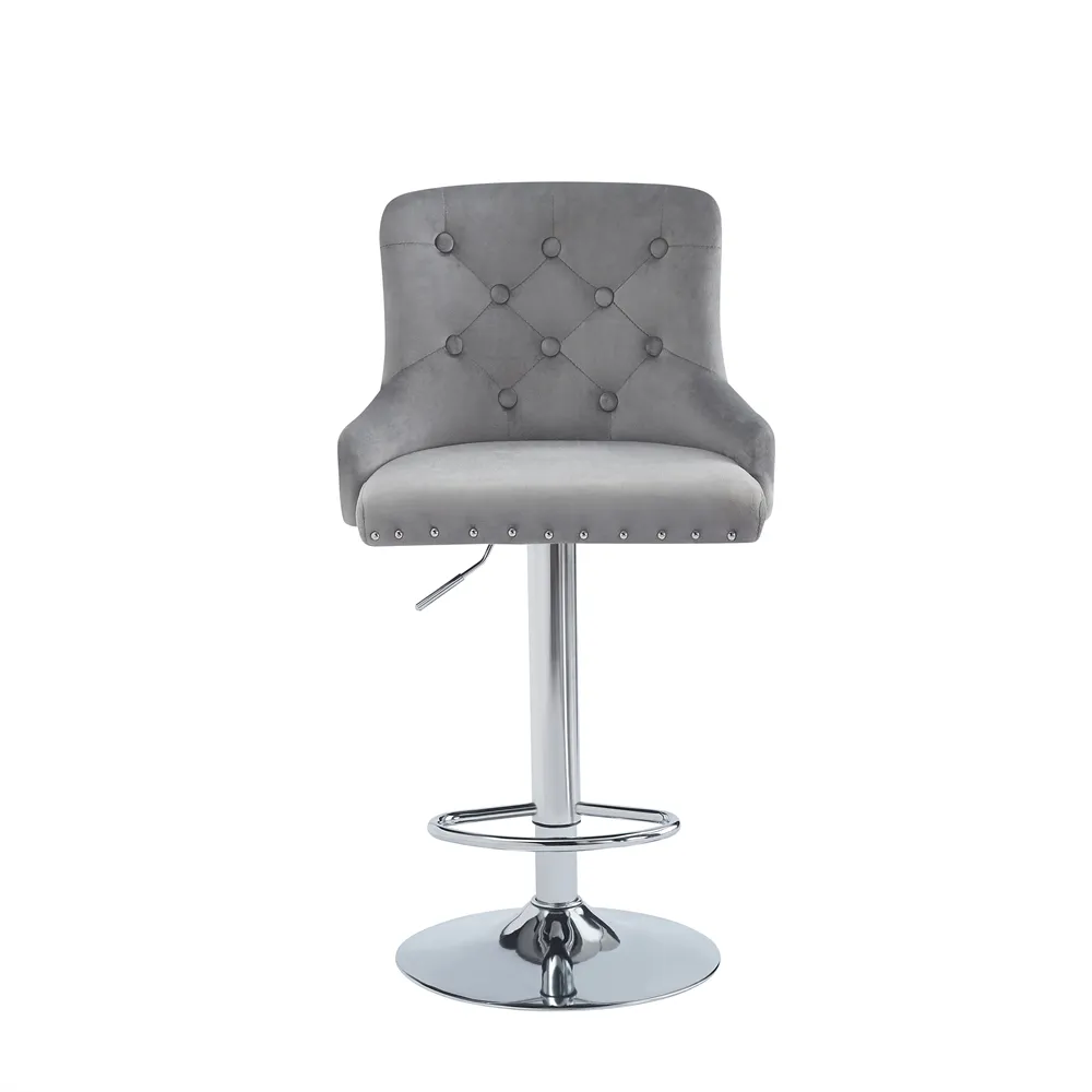 गर्म बिक्री आधुनिक डिजाइन आरामदायक मखमली बार कुर्सी उच्च गुणवत्ता वाले एडजस्टेबल चमड़े के स्विस बार मल अवकाश कुर्सी
