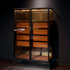 Tủ trưng bày hiện đại tối giản sang trọng, mô đun, tùy chỉnh bằng kim loại nhôm kính với cửa thép cho phòng khách - Product Image 3