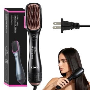 0728 1200w Straightening Blow Dryer Brush 360. Rotating Portable Hair Iron Straightener Negative Ionic Anti Static - Product Image 2