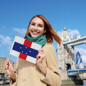 Drapeau de bâton de pays des Antilles néerlandaises à main en polyester à impression personnalisée - Product Image 6