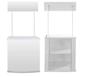 Comptoir d'exposition portable sur pied, table promotionnelle pliable en fer avec panneau en plastique PP pour supermarché