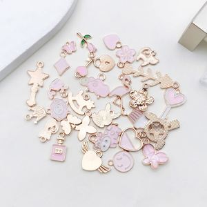 1 colgante rosa DIY hecho a mano, material para accesorios de joyería, para pendientes, collares, colgantes, artesanías metálicas - Product Image 3