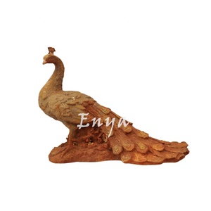 Statua di Pavone Antica in Ghisa Arrugginita, Figurina Animale Realistica L-42cm, Decorazione da Giardino, Artigianato in Metallo - Product Image 3