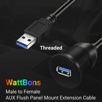 Câble d'extension USB 3.0 simple mâle-femelle étanche à trou rond pour montage encastré sur tableau de bord de voiture, camping-car, bateau, moto