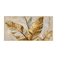 Décoration murale 3D en gros, style moderne, feuille dorée, art mural tendance, peinture à l'huile sur toile, nature morte, décoration murale