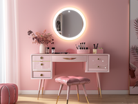 Offre spéciale en bois massif MDF respectueux de l'environnement Table de toilette de maquillage Commode de chambre à coucher avec miroir de maquillage éclairé par LED