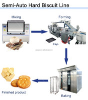Ligne de production de biscuits durs entièrement automatique en acier inoxydable de haute qualité, mélangeur de farine, laminoir à pâte, capacité de 200 kg/h, usage commercial