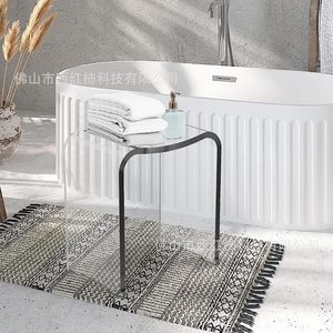 Taburete de Baño Acrílico Tomato 400x280x450mm, Diseño Moderno y Minimalista para Baño, Ducha y Entrada - Product Image 2
