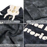 Sweat à capuche zippé 3D personnalisé en coton épais, coupe oversize, avec logo brodé en chenille