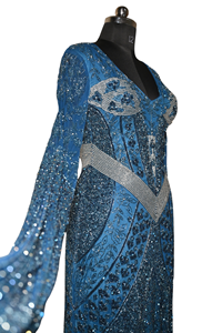 Elegante Vestido de Noche Azul Marino para Mujer, Ropa de Fiesta con Adornos de Lentejuelas, Diseño Largo y Fluido, para Eventos Formales y Bodas - Product Image 4
